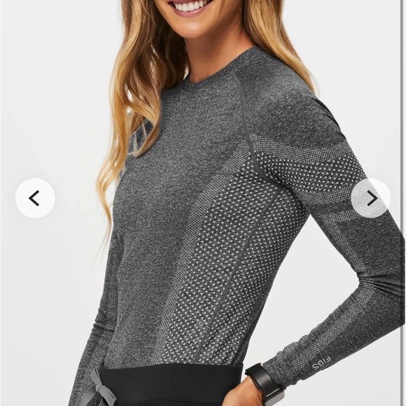 Figs Charcoal Long Sleeve Women's Top Salta Seamless Longsleev size xsmall - Picture 5 of 8